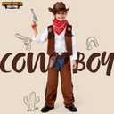 Spooktacular Creations Halloween Cowboy Hat Costume for Boys, Kids Brown Western Costume, Deluxe Boys Cowboy Outfit Set for Toddler Halloween RolePlay Themed Party (Medium, 8-10 yrs) (Brown)