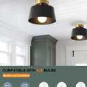 Ceiling Light Fixture, Hallway Ceiling Light with Gold Plate and Matte Black Shade, Modern Simple Style Porch Light Fixtures Semi Flush Mount (3 Pack Black)