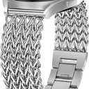 Minyee Compatible with Samsung Galaxy Watch 7 6 5 4 FE 40mm 44mm/Watch 6 Classic 43mm 47mm/Watch 5 Pro 45mm Bands Women, 20mm Dressy Stainless Steel Metal Gold Chain Strap Mermaid Designer Wristband