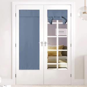 NICETOWN French Door Curtain, Thermal Insulated Tricia Window Door Curtain Energy Efficiency Room Darkening Sidelight Tie Up Shade, W26 x L72 inch, 1 Panel, Stone Blue