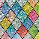 Sunbaby Window Privacy Film Stained Glass Decorative Rainbow Window Cling 3D Static Clings Colorful for Home Decoration, Anti-UV & Heat Control Non-Adhesive (23.6"x157.4")