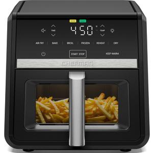 Chefman Air Fryer 9 Qt | TurboFry 7-in-1 High-Powered 450F Cooking for Crispier and Even Results | XL Basket with Viewing Window | Air Fry, Bake, Broil, Reheat, Dehydrate, Defrost, Keep Warm, 9 Quart