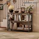 Homeiju Entry Table 40" Width, 3-Tier Entryway Table with Storage, Industrial Sofa Table with Open Shelves, Foyer Tables for Entryway, Hallway, Kitchen, Living Room and Bedroom, Rustic Brown