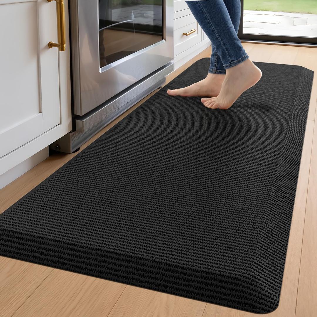 DEXI Anti Fatigue Kitchen Mat Cushioned, 20x60 Waterproof Runner Rug Black