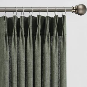 102 Inch Long Linen Blended Curtains for Sliding Glass Patio Door 2 PCs, Back Tab Pinch Pleated Drapes for Track System with Hooks, Semi Sheer Country Winodw Curtains 42x102-Loden/Olive Green