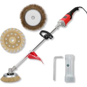 Electric Concrete Grinder & Polisher, 110V 6-Speed Heavy Duty Floor Grinder for Concrete, Cement & Wall Grinding, Rust, Paint & Coating Removal, 180mm Diamond Disc & 200mm Wire Brush