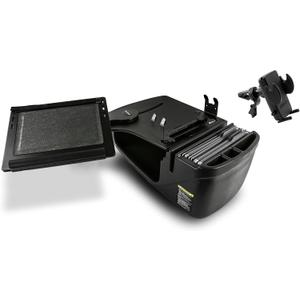 AutoExec Reach Desk Front Seat Car Desk and Portable Workstation with Printer Stand and Phone Vent Clip, Black