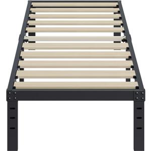 ZIYOO Twin Size Bed Frames 16 Inches Tall, 3 Inches Wide Wood Slats with 2500 Pounds Support for Foam Mattress, No Box Spring Needed, Heavy Duty Platform Bed Frame, Easy Assembly, Noise Free