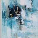 YHSKY ARTS Abstract Blue & Gold Foil Textured Wall Art: Elevate Your Space with Modern Canvas Painting Ideal for Living Rooms, Bedrooms, and Office Decor, 27.5"L x 19.6"W