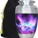 M MEILINXU Cremation Urns for Human Ashes Adult Female & Male, Funeral Urn for Ashes for Women & Man, Purple Cosmic Galaxy Urns, Burial, Aurora Borealis Decorative - Large Full Size