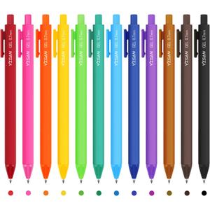 YISAN Colored Gel Pens,Journal Pens 0.7 mm Colorful Ink Pens,Fine Point Fast Dry 12 Assorted Colors,Smooth Writing for Journaling and Note Taking,Retractable,Roller Ball Point,71044 (Multicolor)