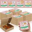 Nuogo 60 Pcs Valentine's Day Small Pizza Box 3.94 x 3.94 x 1.18 Inch Mini Pizza Box with Sticker Cookie Boxes Takeout Boxes for Valentine's Day Celebrations Picnic Birthdays Party Favors