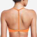 YEOREO Sports Bras for Women Strappy Padded Halter Ericie Open Back Light Impact Deep V Neck Yoga Workout Gym Tops (Orange, S)