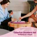 YOBRO Colorful Checkers Board Game, Portable Travel Checkers Set with Folding Board, Classic 2-Player Strategy Game for Family Fun, Family Game Night