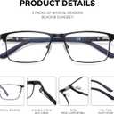 3 x 2 Pack Multifocal Progressive Reading Glasses Men, Blue Light Multifocus Bifocal Readers for Mid and Near Range (Bifocal Black & Grey)