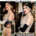 kasahara 1920s Flapper Roraing 20s Costume Accessories Set Feather Headband, Earrings, Pearl Necklace Bracelet, Long Gloves
