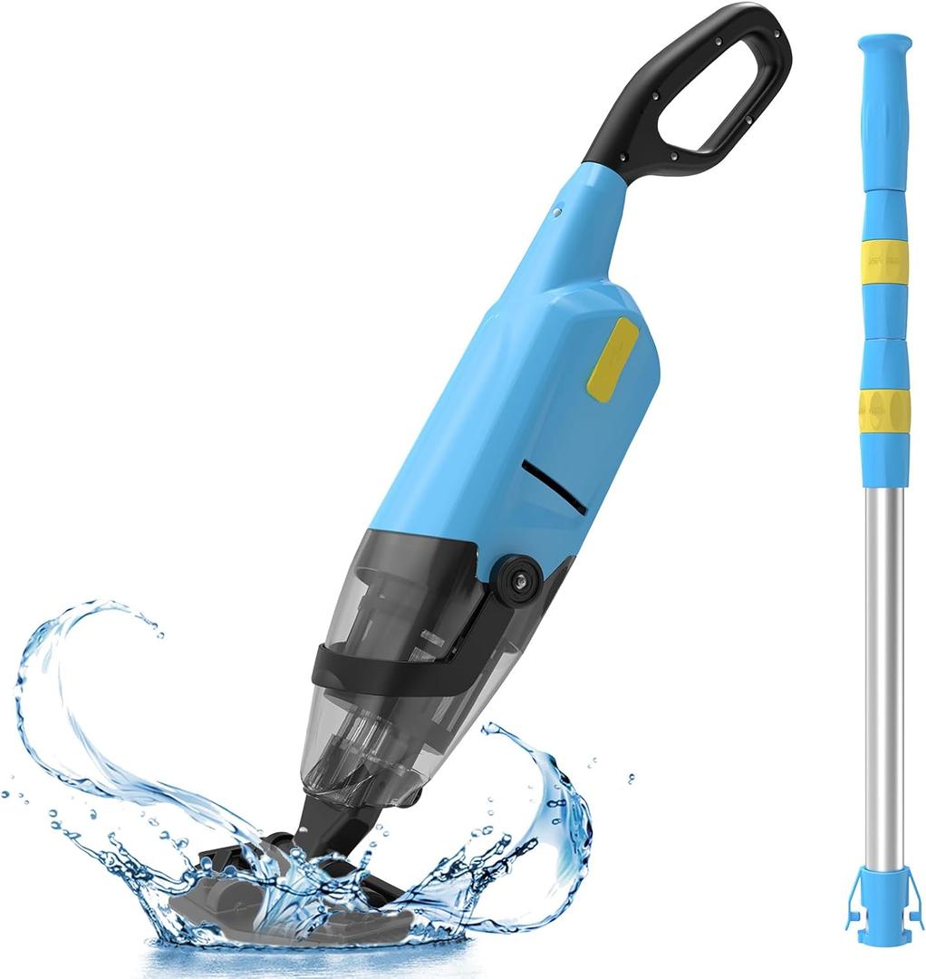 EFURDEN Pool Vacuum for Above Ground Pool, Cordless Handheld Rechargeable Pool Cleaner with Running Time Up to 90 Minutes for Sand and Debris, Ideal for In-Ground Pools, Spas, and Hot Tubs (Blue)