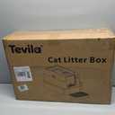 XL Enclosed Stainless Steel Litter Box with Lid, Light Gray | covered, High Sided, Rustproof & Leak Proof, Easy Clean, Odor Control, Includes Scoop & Step