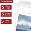 Mat Board Center, Pack of 5, 18x24 for 16x20 White Photo Picture Mat Set - Mat, Backing, Clear Bag - Acid Free, 4-ply Thickness - for Pictures, Photos, Framing