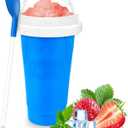 Frozen Magic Slushy Maker Cup - Slushie Cup for Making Various Milkshakes and Ice Creams,Double-Layer Squeeze Reusable Smoothie Cup - Great Gifts for Family and Friends (Blue)