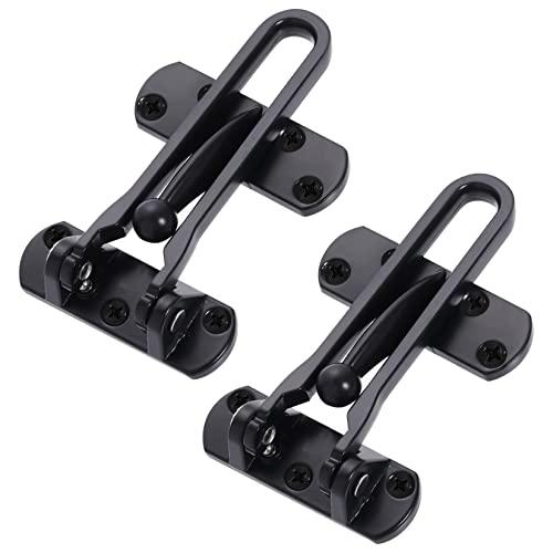 Topbuti Home Security Door Lock, 2 Pack Latch Guard Clasp Front Door Locks for Kids, Home Reinforcement Lock for Swing-in Doors, Hotel Door Latches, Thicken Solid Aluminium Alloy (Black)