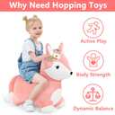 iPlay, iLearn Bouncy Pals Hopping Fox Horse, Toddler Girl Inflatable Bouncing Animal Hopper Toy, Outdoor Indoor Plush Ride on Bouncer, Baby Birthday Gift 18 Month 2 3 4 Year Old Kid - Fox