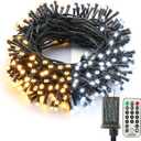 Brizled Color Changing Christmas Lights, 65.67ft 200 LED 11Function Warm White & Cool White LED Lights String, Dimmable 29V Safe Adapter Christmas Tree Lights with Remote for Xmas Tree Party Decor