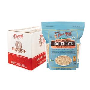 Bob's Red Mill Organic Quick Cooking Rolled Oats, 32oz (Pack of 4) - Non GMO, Whole Grain, Vegan, Kosher (EXP 06/17/28)