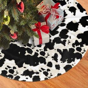 Christmas Tree Skirt 36", Cow Print Xmas Tree Skirt for Holiday Ornaments Decor Gifts