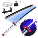 RENGENG Light Up Sword, 40 Inches Rechargeable Plastic Replica with Belt & Stand, Sword with Original Texture