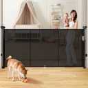 Retractable Baby Gates for Stairs, 78" Extra Wide Retractable Dog Gate with Support Rods for The House, 42" Extra Tall Baby Safety Gates Pet Gate for Doorways, Hallways, Indoor, Outdoor Black