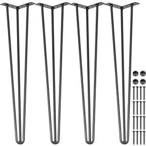 VEVOR Hairpin Table Legs 34" Black Set of 4 Desk Legs 880lbs Load Capacity (Each 220lbs) Hairpin Desk Legs 3 Rods for Bench Desk Dining End Table Chairs Carbon Steel DIY Heavy Duty Furniture Legs (34 Inch)