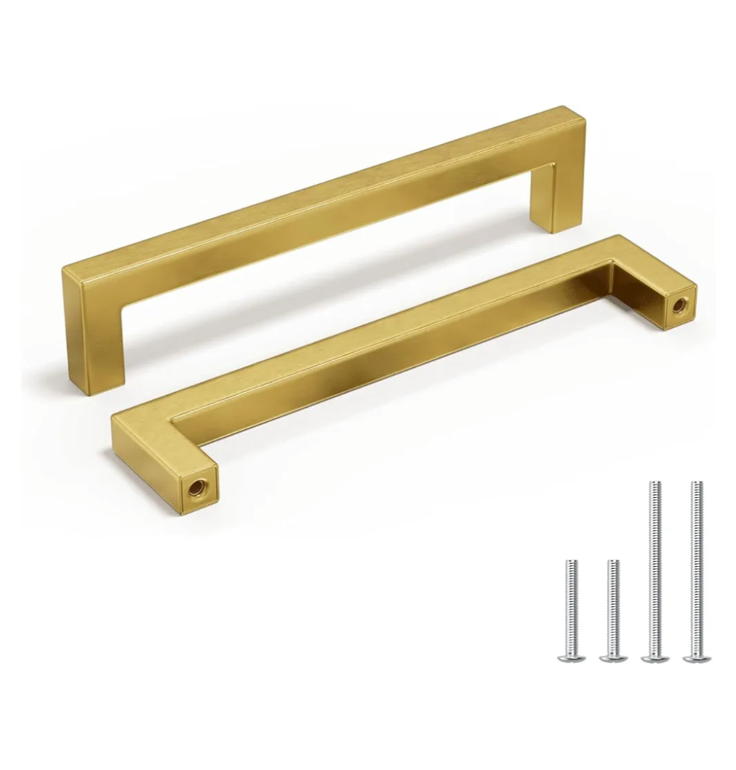 homdiy 30 Pack 6-1/4 Inch Gold Handles for Cabinets Kitchen Cabinet Handles Brushed Brass Cabinet Pulls Gold Hardware for Cabinets Stainless Steel Modern Hardware