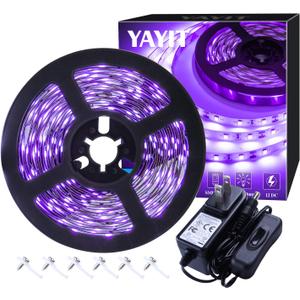 20ft LED Black Light Strip Kit,360 Units,12V Flexible Blacklight Fixtures, 6m LED Ribbon for Indoor Home Bedroom Decoration Dance Party,Non-Waterproof