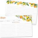 60 Pack | Recipe Cards 4x6 Double Sided | Orange & Lemon Design | Premium Durable | Easy to Write On | Blank Recipe Cards