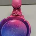 Pink Alien Smoking Ashtray Multicolor 4"