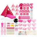 Slumber Party Teepee Tent, Throw Blanket Pillow, 5 Pink 1 Rose Red, 6 Set