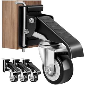 SPACECARE Workbench Casters kit 600Lbs Heavy Duty Quick Release 2 Mounting Options Retractable Workbench Stepdown Caster Wheels Adjustable Polyurethane Durable Steel Construction (Set of 4)