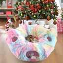 Cat Tunnel Bed, Collapsible Cat Tunnel with Washable Cushion,3-in-1 Multi-Functional Play Tunnel with Peek Holes & Ears, Indoor Playhouse for Cats Kittens Rabbits Small Dogs, Gift for Pet