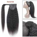 Straight Ponytail Human Hair Extensions Brazilian Wrap Around Ponytail for Black Women Unprocessed Remy Human Hair Pony Tail Clip In Extension Hairpiece 110g (Yaki Hair, 18inch)