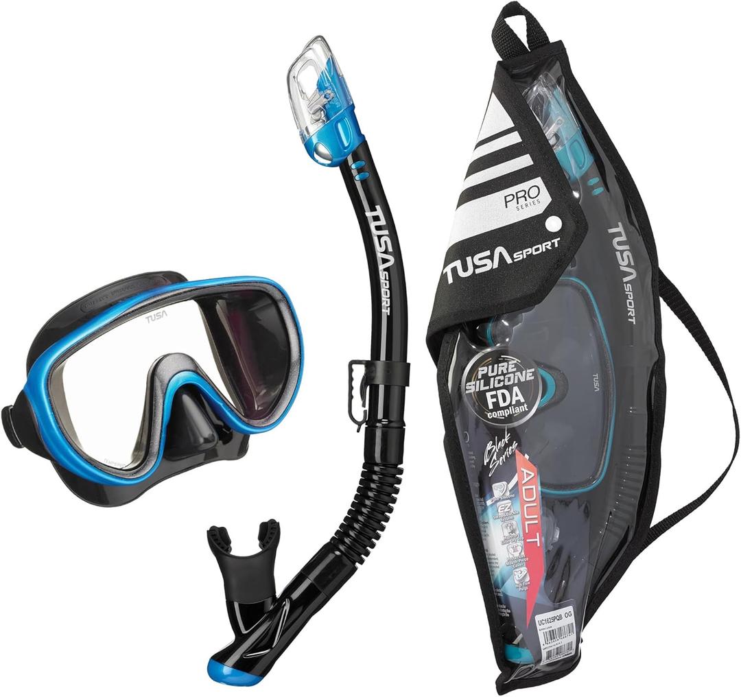TUSA Sport Adult Serene Mask and Dry Snorkel Combo with Reusable Travel Bag