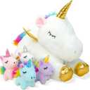 Unicorn Plush Toy Set for Girls  Mommy Stuffed Animal with 4 Baby in Her Tummy Toys for Girls Ages 3 4 5 6 7 8+, Stuffed Animal Gifts for Christmas, Birthdays, Valentines Day