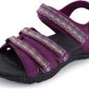 WHITIN Womens Hiking Sandals with Arch Support | Adjustable Hook and Loop Straps | Durable Sport Sandals for Outdoor Adventure (9, C51 | Darkpurple)