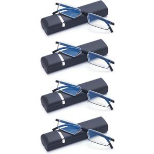 4 Pack Reading Glasses for Men Readers Blue Light Blocking with Case (Black, 3.0, multiplier_x)