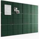 Bumusty Large Felt Bulletin Board, 48" x 36" Cork Board Alternative, 12-Pack Wall Tiles with 4-Compartment Design, 30 Push Pins, 70 Adhesive Tabs, Ideal for Office & Home Decor, Pine Green