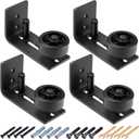 LEIFIDE 4 Pcs Sliding Barn Door Floor Guide Flush Design Wall Mount Bottom Adjustable Roller Flat Non Scratch Barn Door Hardware Kit (8 Assemble Setup Options)