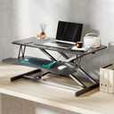 AQQHSAIN Standing Desk Converter 36 Inch Wide Sit to Stand Converter Desk Height Adjustable Riser with Keyboard Tray Laptop and Dual Monitor Desktop Workstation Riser for Home Office Computer, 39.8 inches x 20.47 inches x 6.69 inches