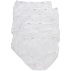 Hanes womens High-waisted Brief Panties, 6-pack, Moisture-wicking Cotton Brief Underwear (10, White)