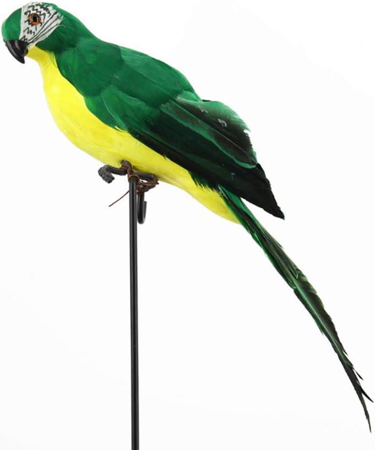 LWINGFLYER Green Artificial Parrot Life Size Foam Feather Parrot Macaw Birds for Decoration Costume Shoulder Ornament Modern Home Garden Party Decor (13.8inch/35cm)