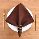 2 x Wolkemer Set of 4 Chocolate Cloth Napkins 17 x 17 Inches Solid Washable Polyester Dinner Napkins with Hemmed Edges for Dinners Parties Weddings Banquets Events Table Decoration